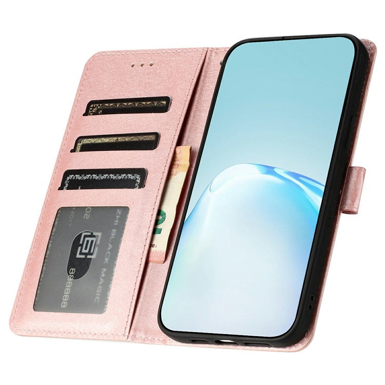 For OnePlus 13 Wallet Case Leather Folio Phone Cover Magnetic Clasp - Rose Gold