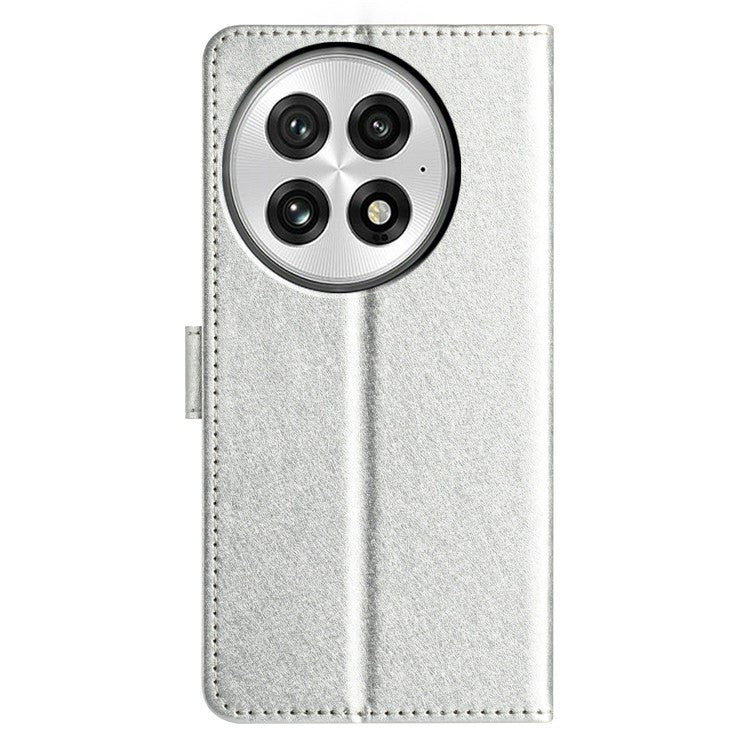 For OnePlus 13 Wallet Case Leather Folio Phone Cover Magnetic Clasp - Silver