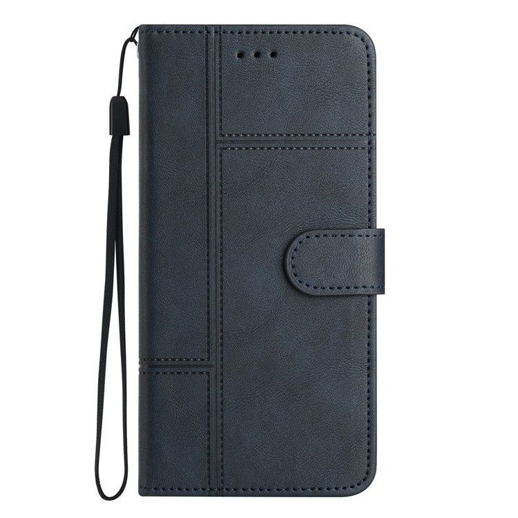For OnePlus 13 Case Line Imprinted PU Leather Wallet Phone Cover - Blue