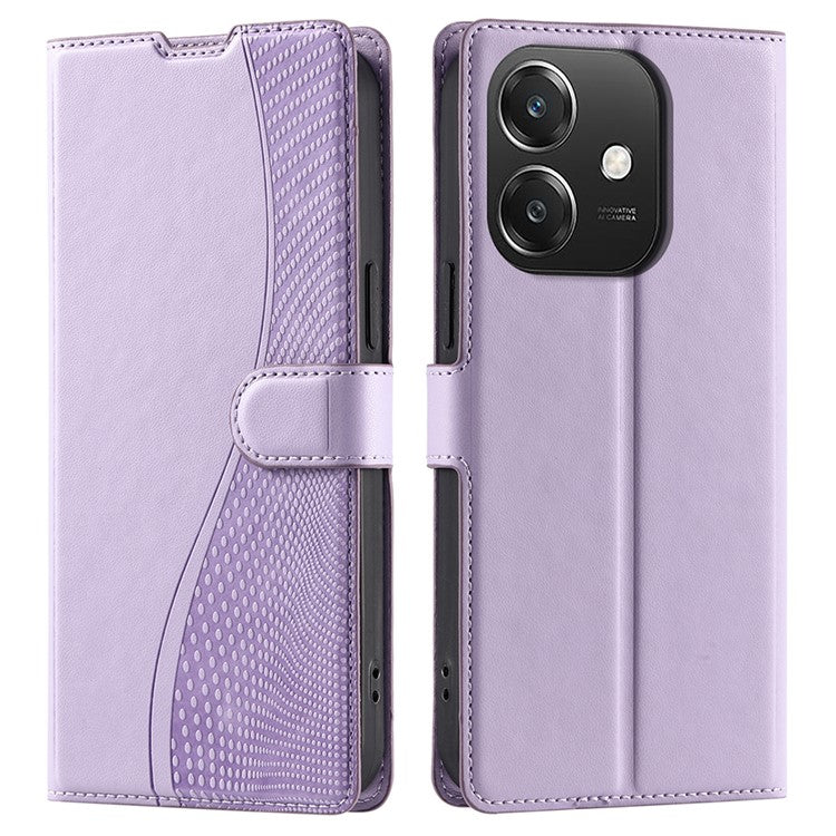 Leather Case for Oppo A3x 4G / 5G (India) / A3 4G / A3 5G / A60 5G / A40 4G Phone Cover with Card Slot, Strap - Purple