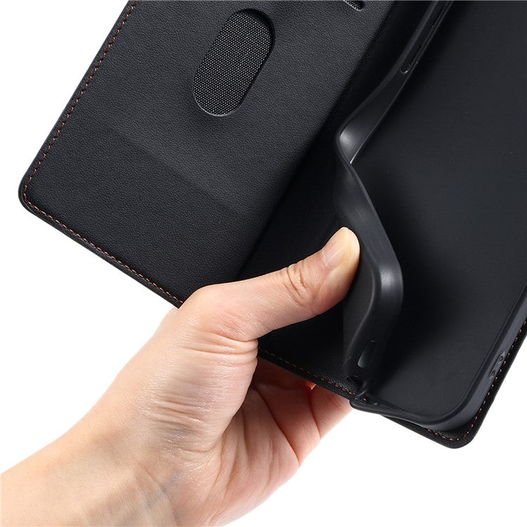 Leather Case for Oppo A80 5G / A3 Pro (India) 5G / A3 Pro (Global) 5G / K12x 5G (India) Phone Cover with Card Slot, Strap - Black
