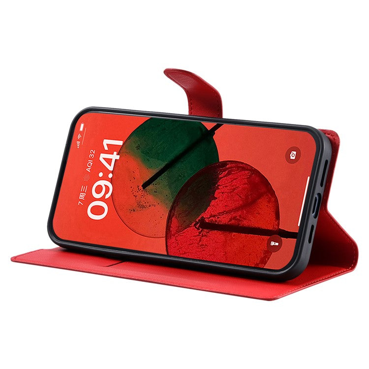 Leather Case for Oppo A80 5G / A3 Pro (India) 5G / A3 Pro (Global) 5G / K12x 5G (India) Phone Cover with Card Slot, Strap - Red