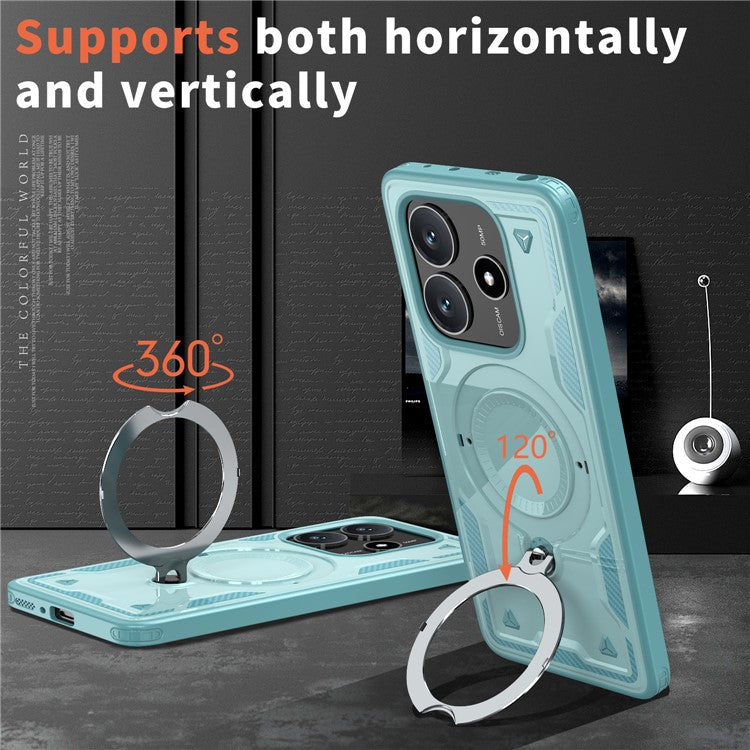 For Xiaomi Redmi Note 14 5G Case Compatible with MagSafe Military Protection PC+TPU Kickstand Phone Cover - Baby Blue