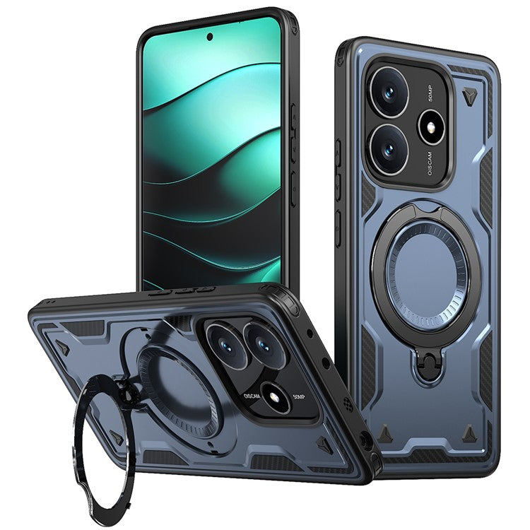 For Xiaomi Redmi Note 14 5G Case Compatible with MagSafe Military Protection PC+TPU Kickstand Phone Cover - Blue