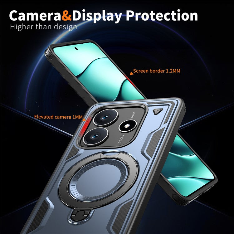 For Xiaomi Redmi Note 14 5G Case Compatible with MagSafe Military Protection PC+TPU Kickstand Phone Cover - Blue