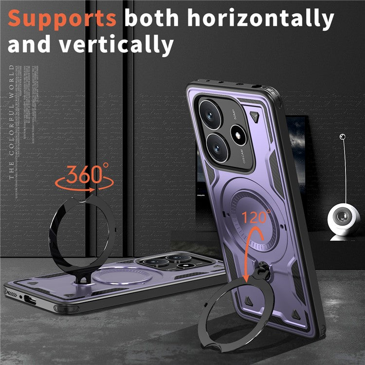 For Xiaomi Redmi Note 14 5G Case Compatible with MagSafe Military Protection PC+TPU Kickstand Phone Cover - Purple