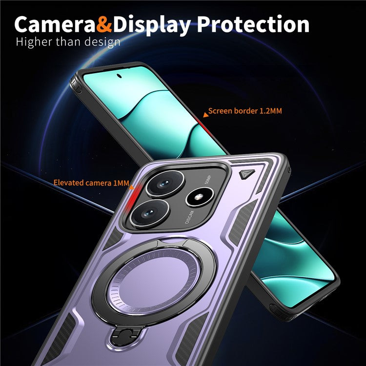 For Xiaomi Redmi Note 14 5G Case Compatible with MagSafe Military Protection PC+TPU Kickstand Phone Cover - Purple