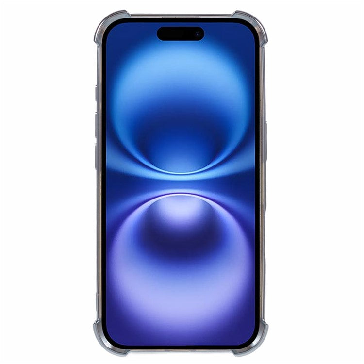 For iPhone 16 Case Reinforced Corners Glitter TPU Clear Back Cover - Silver