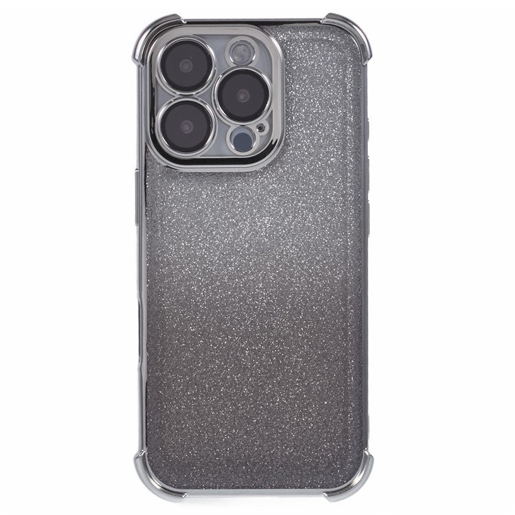 For iPhone 16 Pro Case Glitter TPU Phone Cover Reinforced Corners - Silver
