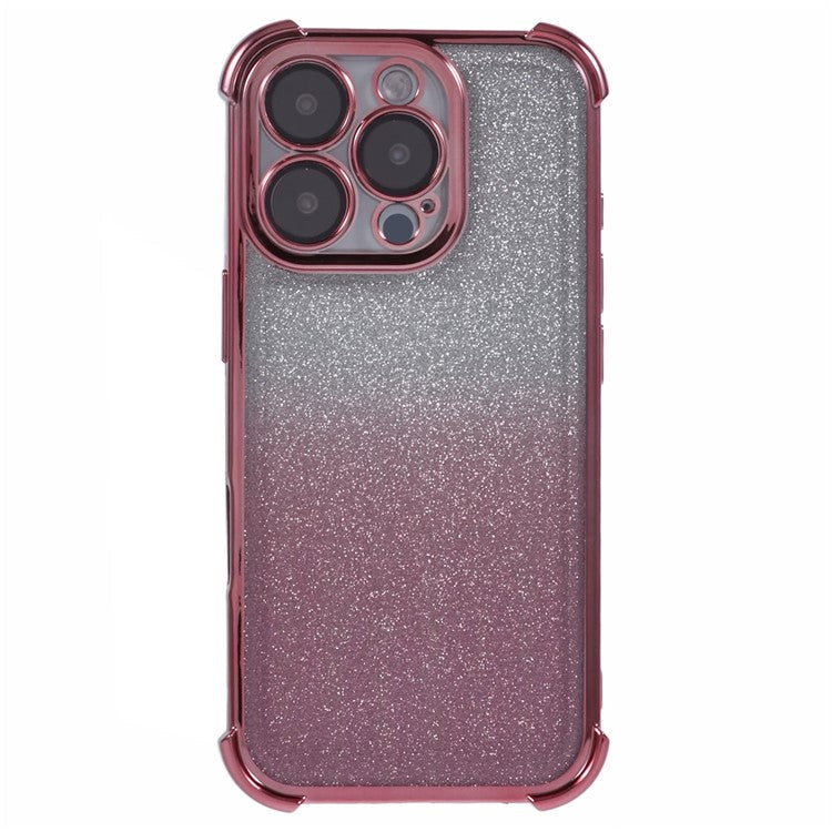 For iPhone 16 Pro Case Glitter TPU Phone Cover Reinforced Corners - Pink