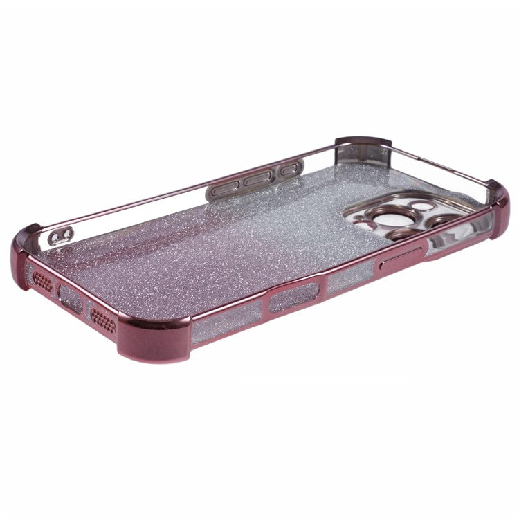 For iPhone 16 Pro Case Glitter TPU Phone Cover Reinforced Corners - Pink