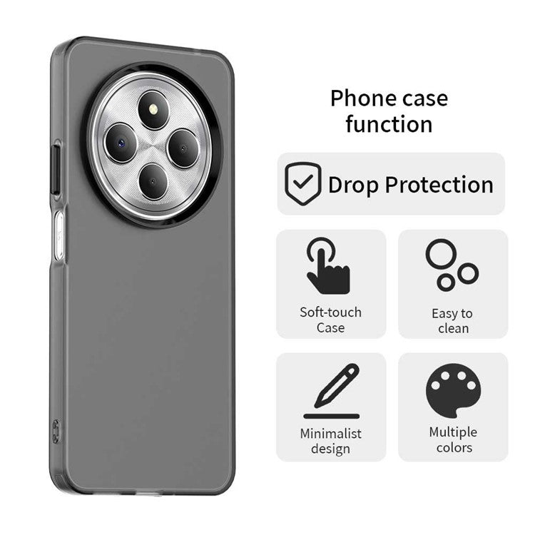 Phone Case for Xiaomi Poco C75 4G / Redmi 14C 4G / 14R 5G / A3 Pro 4G / A4 5G PC+TPU+PET Matte Back Cover - Black