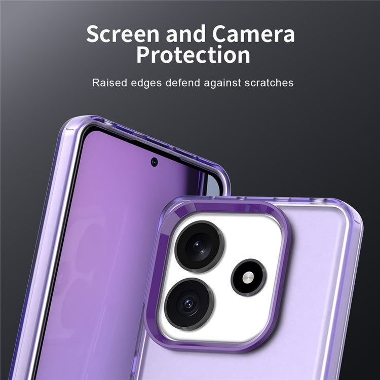 For Xiaomi Redmi Note 14 5G Case PC+TPU+PET Matte Anti-Drop Phone Back Cover - Purple