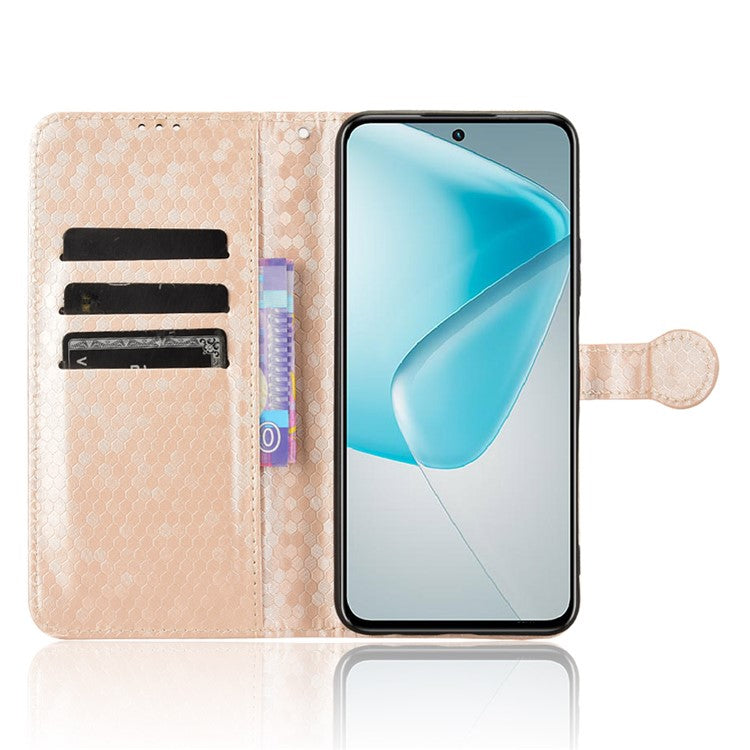 For Infinix Hot 50 Pro 4G X6881 Wallet Case Dot Pattern Imprint PU Leather Phone Cover - Rose Gold