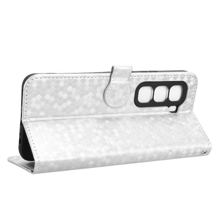 For Infinix Hot 50 Pro+ 4G X6880 Wallet Case Dot Pattern Imprint PU Leather Phone Cover - Silver