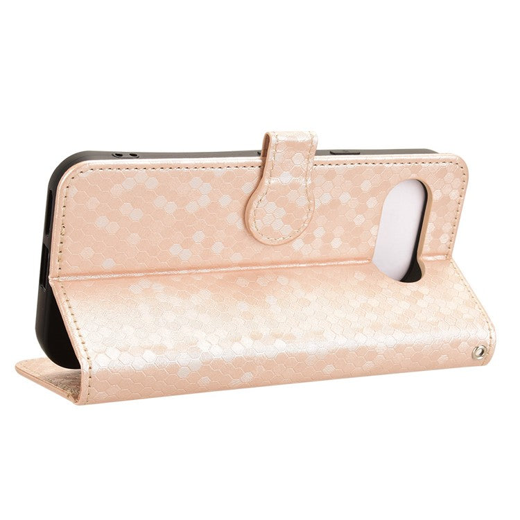 For Google Pixel 9a Wallet Case Dot Pattern Imprint PU Leather Phone Cover - Rose Gold