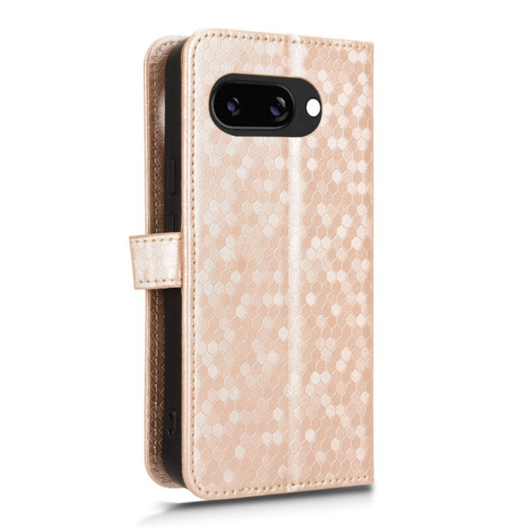 For Google Pixel 9a Wallet Case Dot Pattern Imprint PU Leather Phone Cover - Rose Gold