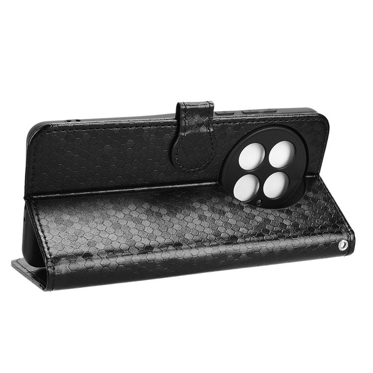 For OnePlus 13 Wallet Case Dot Pattern Imprint PU Leather Phone Cover - Black