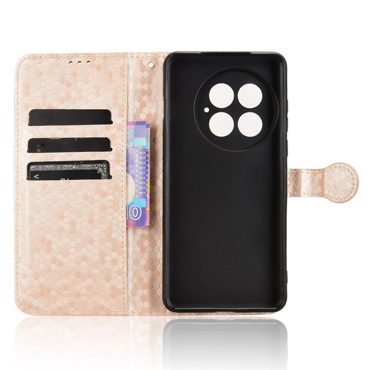 For OnePlus 13 Wallet Case Dot Pattern Imprint PU Leather Phone Cover - Rose Gold