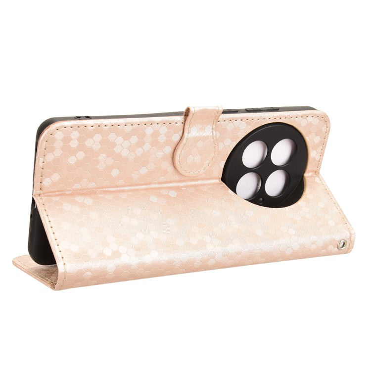 For OnePlus 13 Wallet Case Dot Pattern Imprint PU Leather Phone Cover - Rose Gold