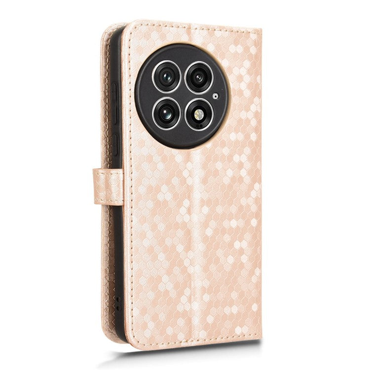 For OnePlus 13 Wallet Case Dot Pattern Imprint PU Leather Phone Cover - Rose Gold