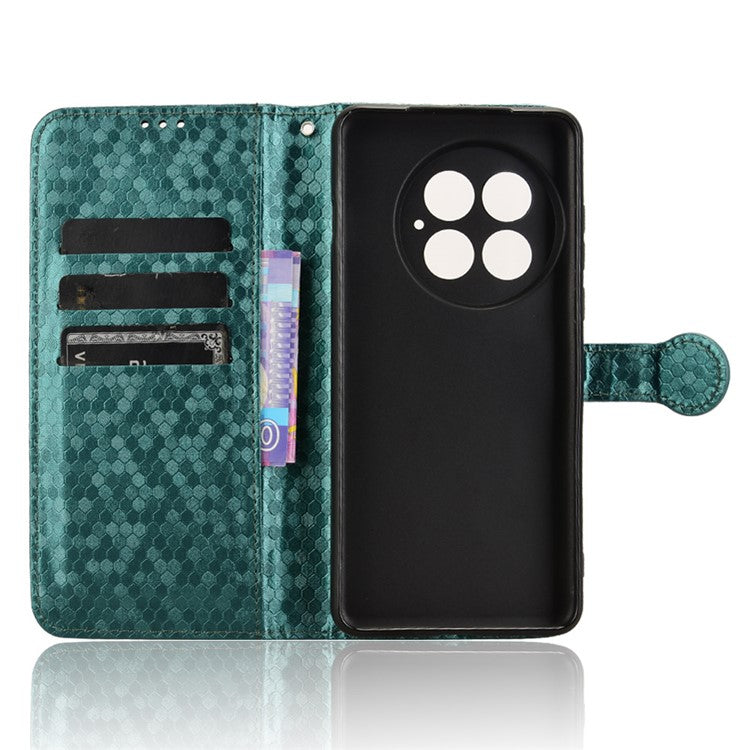For OnePlus 13 Wallet Case Dot Pattern Imprint PU Leather Phone Cover - Green