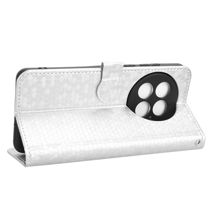 For OnePlus 13 Wallet Case Dot Pattern Imprint PU Leather Phone Cover - Silver