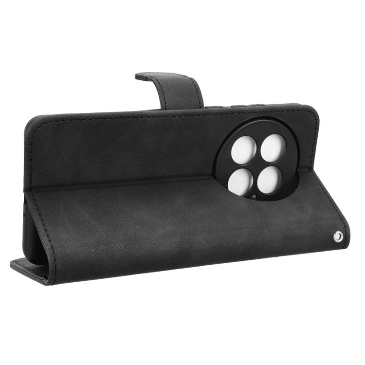 For OnePlus 13 Leather Case Skin-Feel Anti-Drop Wallet Flip Phone Cover - Black