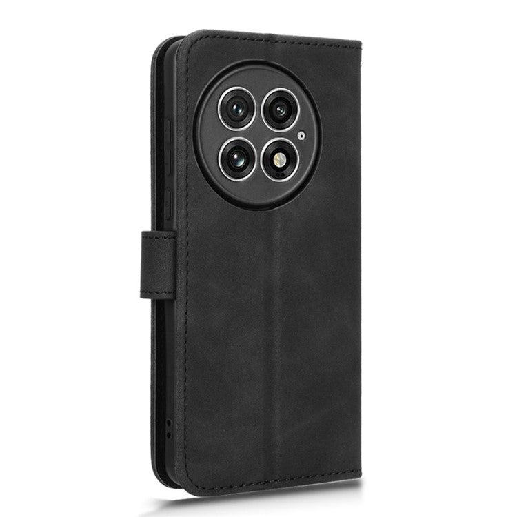 For OnePlus 13 Leather Case Skin-Feel Anti-Drop Wallet Flip Phone Cover - Black