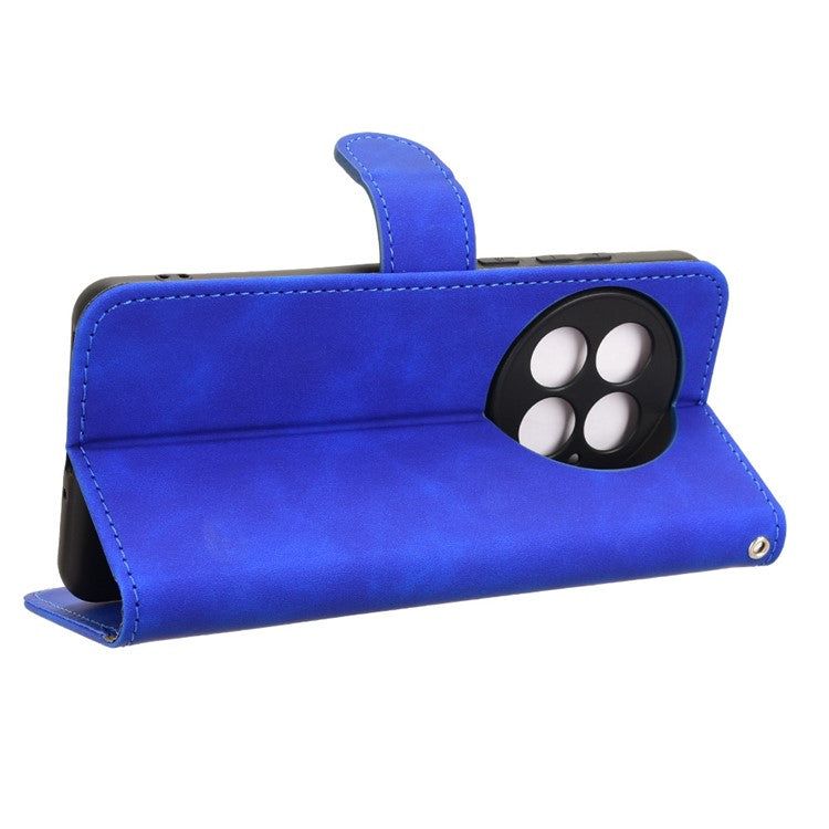 For OnePlus 13 Leather Case Skin-Feel Anti-Drop Wallet Flip Phone Cover - Blue