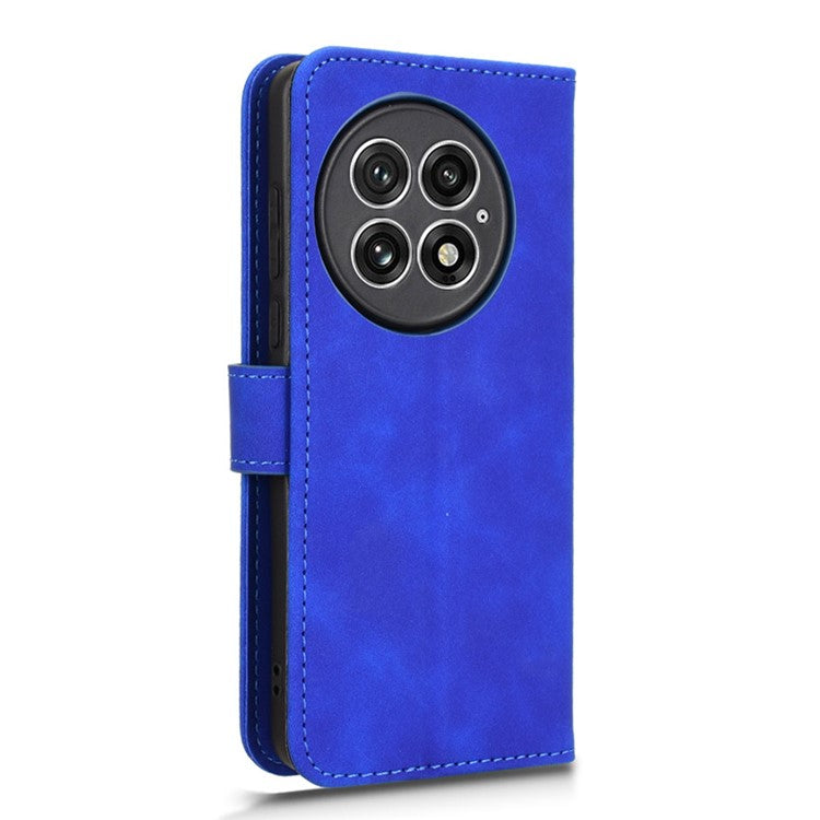 For OnePlus 13 Leather Case Skin-Feel Anti-Drop Wallet Flip Phone Cover - Blue