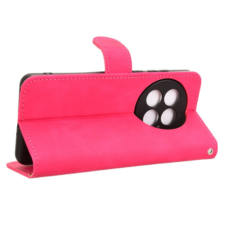 For OnePlus 13 Leather Case Skin-Feel Anti-Drop Wallet Flip Phone Cover - Rose