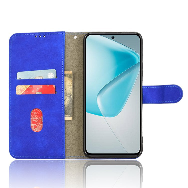 For Infinix Hot 50 Pro+ 4G Leather Case Skin-Feel Anti-Drop Wallet Flip Phone Cover - Blue