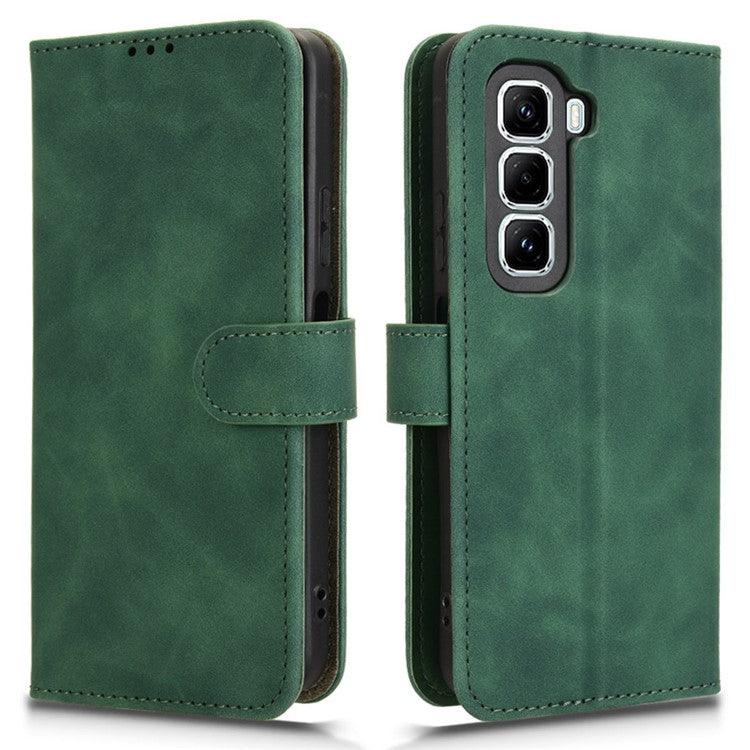 For Infinix Hot 50 Pro+ 4G Leather Case Skin-Feel Anti-Drop Wallet Flip Phone Cover - Green