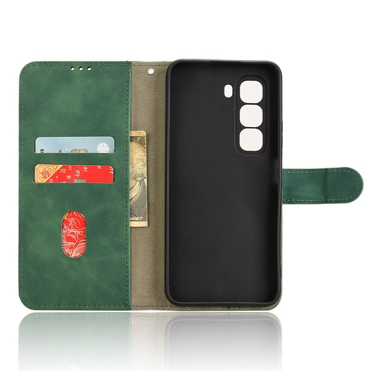 For Infinix Hot 50 Pro+ 4G Leather Case Skin-Feel Anti-Drop Wallet Flip Phone Cover - Green