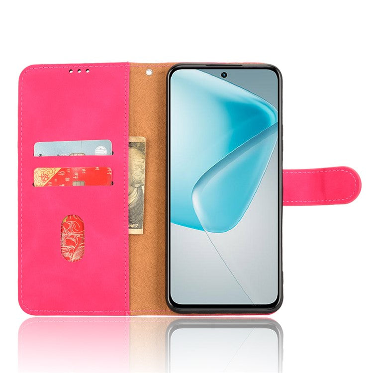 For Infinix Hot 50 Pro+ 4G Leather Case Skin-Feel Anti-Drop Wallet Flip Phone Cover - Rose