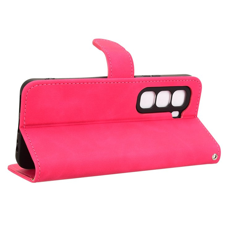 For Infinix Hot 50 Pro+ 4G Leather Case Skin-Feel Anti-Drop Wallet Flip Phone Cover - Rose