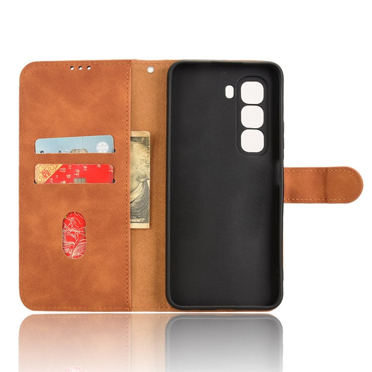 For Infinix Hot 50 Pro+ 4G Leather Case Skin-Feel Anti-Drop Wallet Flip Phone Cover - Brown