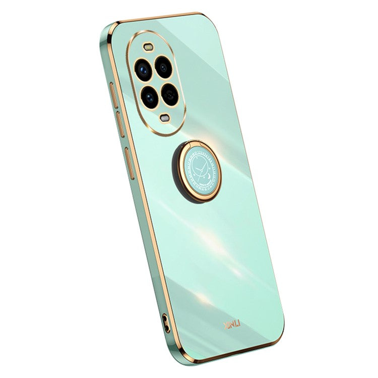 XINLI For Huawei nova 13 Pro 5G Case Ring Kickstand Electroplating TPU Phone Cover - Cyan