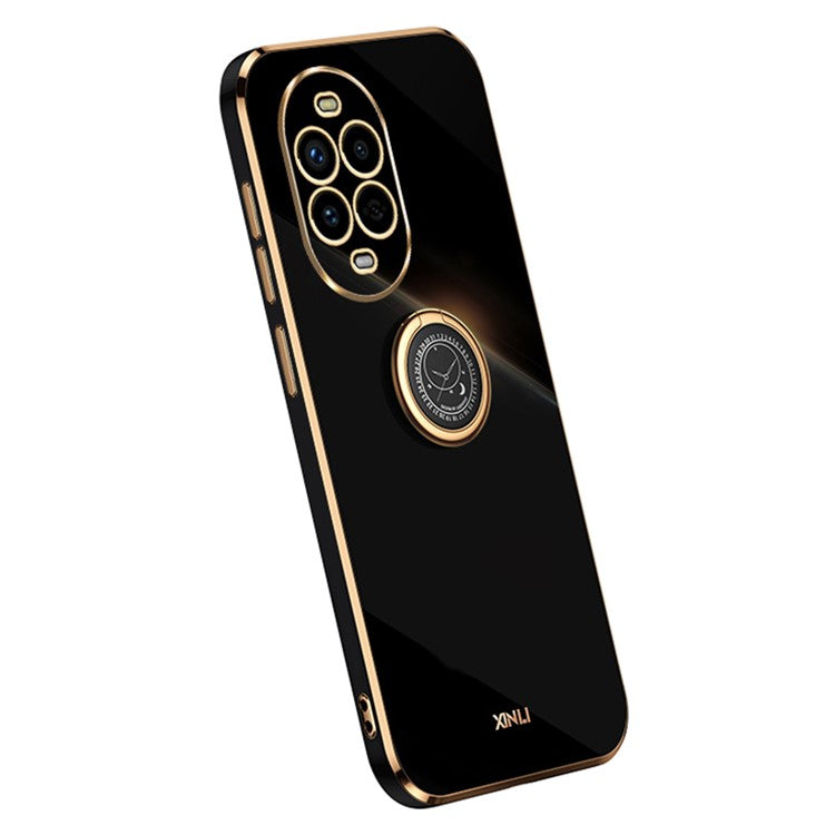 XINLI For Huawei nova 13 Pro 5G Case Ring Kickstand Electroplating TPU Phone Cover - Black