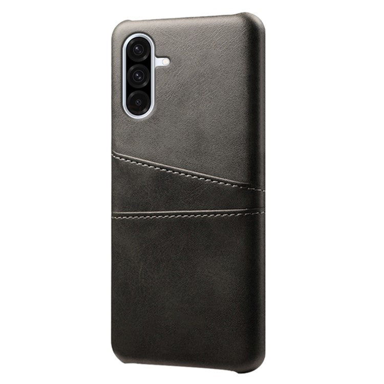 For Samsung Galaxy A36 5G Case Dual Card Slots PU Leather + Hard PC Phone Cover - Black