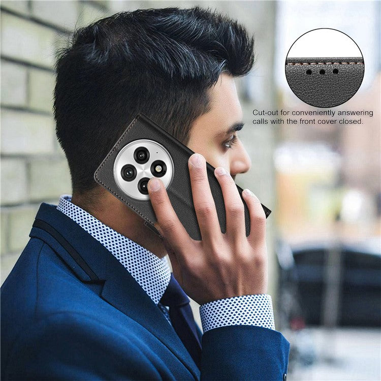 BINFEN COLOR BF32 For OnePlus 13 Leather Case Wallet RFID Blocking Phone Cover - Black