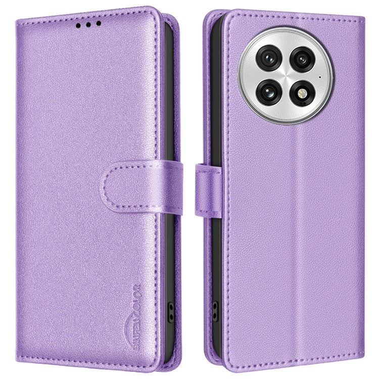 BINFEN COLOR BF32 For OnePlus 13 Leather Case Wallet RFID Blocking Phone Cover - Purple