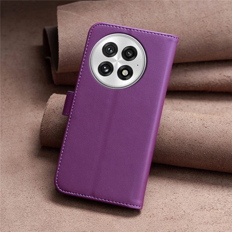 BINFEN COLOR BF17 For OnePlus 13 Case Wallet Folio Flip Leather Cover - Dark Purple