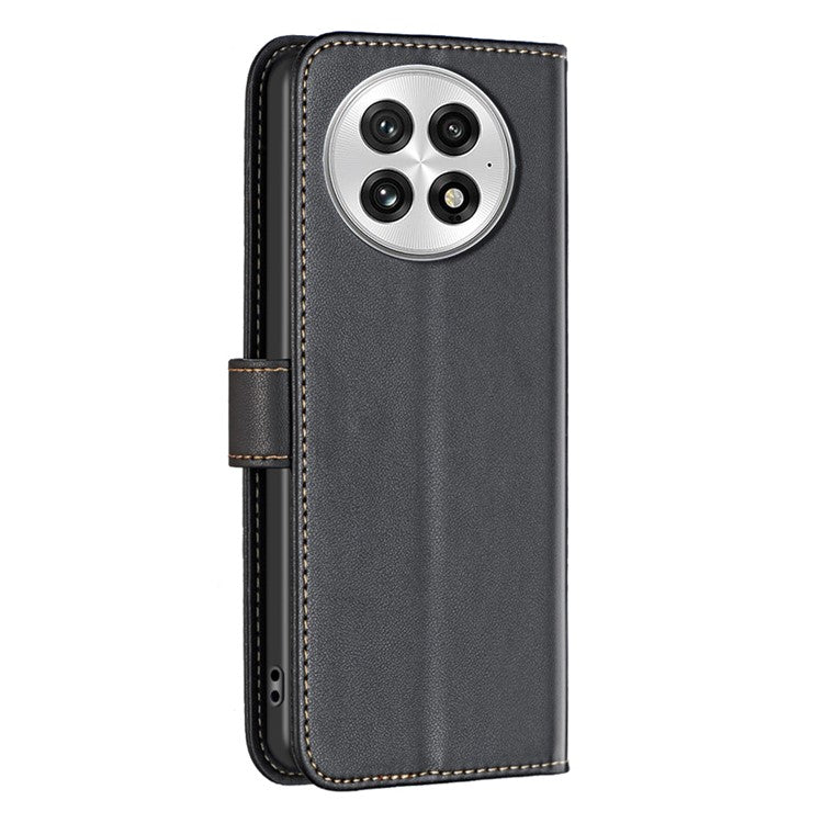 BINFEN COLOR BF17 For OnePlus 13 Case Wallet Folio Flip Leather Cover - Black