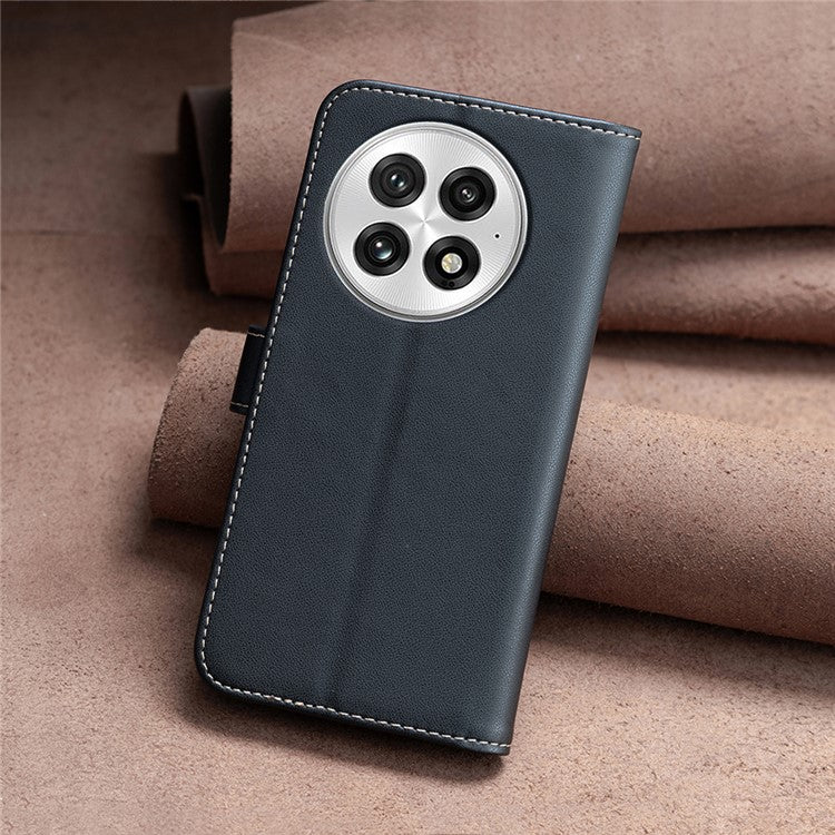 BINFEN COLOR BF17 For OnePlus 13 Case Wallet Folio Flip Leather Cover - Black