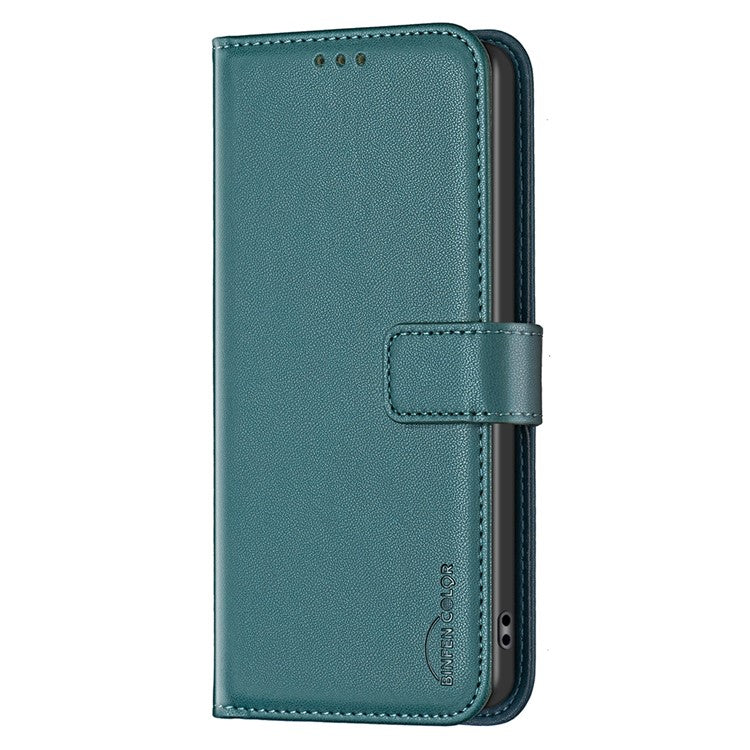 BINFEN COLOR BF17 For OnePlus 13 Case Wallet Folio Flip Leather Cover - Green