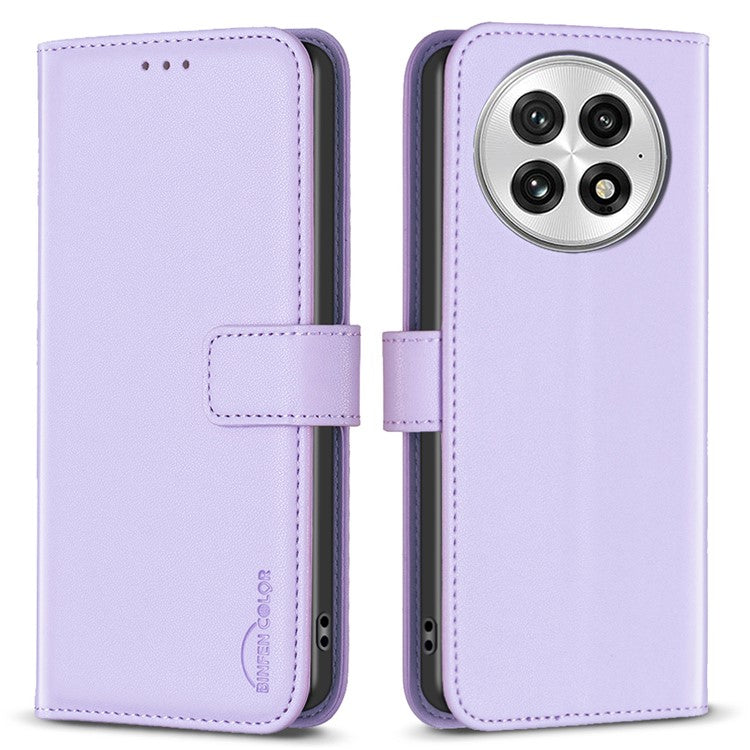 BINFEN COLOR BF17 For OnePlus 13 Case Wallet Folio Flip Leather Cover - Purple