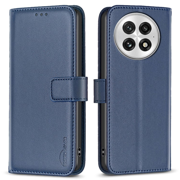 BINFEN COLOR BF17 For OnePlus 13 Case Wallet Folio Flip Leather Cover - Blue