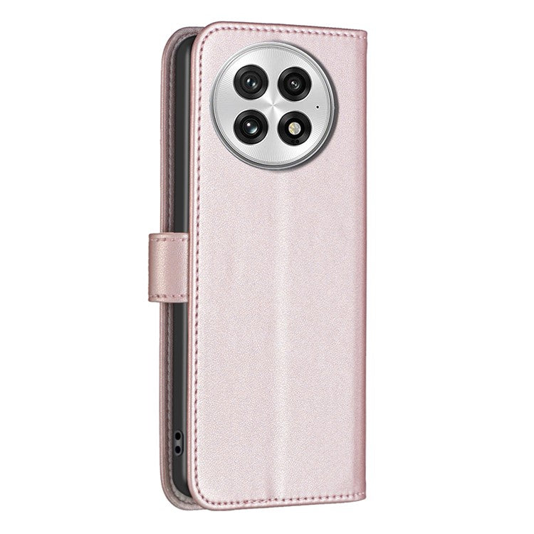 BINFEN COLOR BF17 For OnePlus 13 Case Wallet Folio Flip Leather Cover - Rose Gold